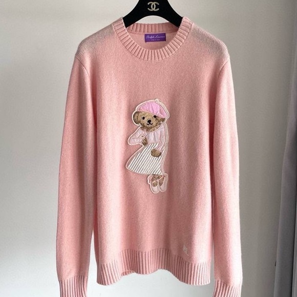Polo Ralph Lauren Pink Sweater with Bear Motif - Picture 1 of 5